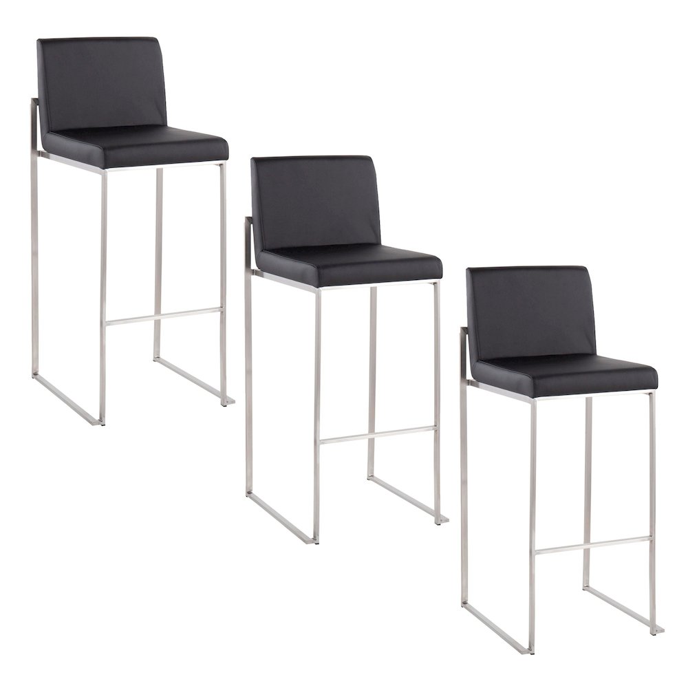 Fuji High Back 30" Fixed-Height Barstool - Set of 3. Picture 1