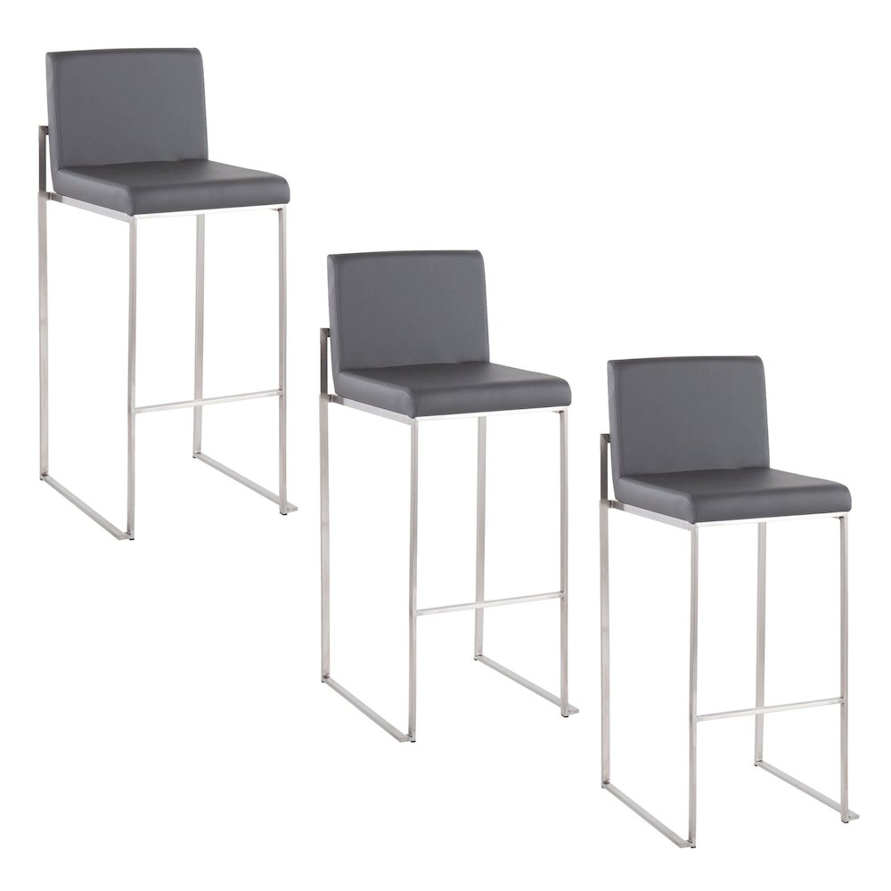 Fuji High Back 30" Fixed-Height Barstool - Set of 3. Picture 1