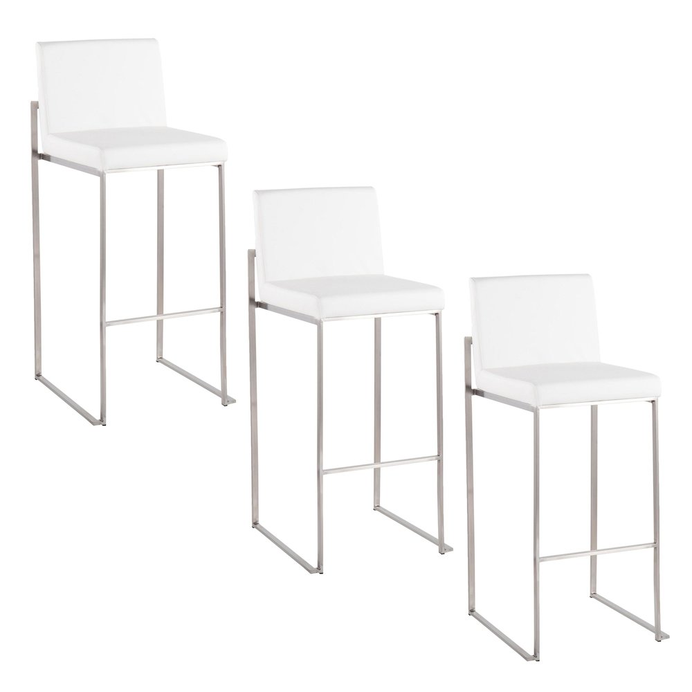 Fuji High Back 30" Fixed-Height Barstool - Set of 3. Picture 1