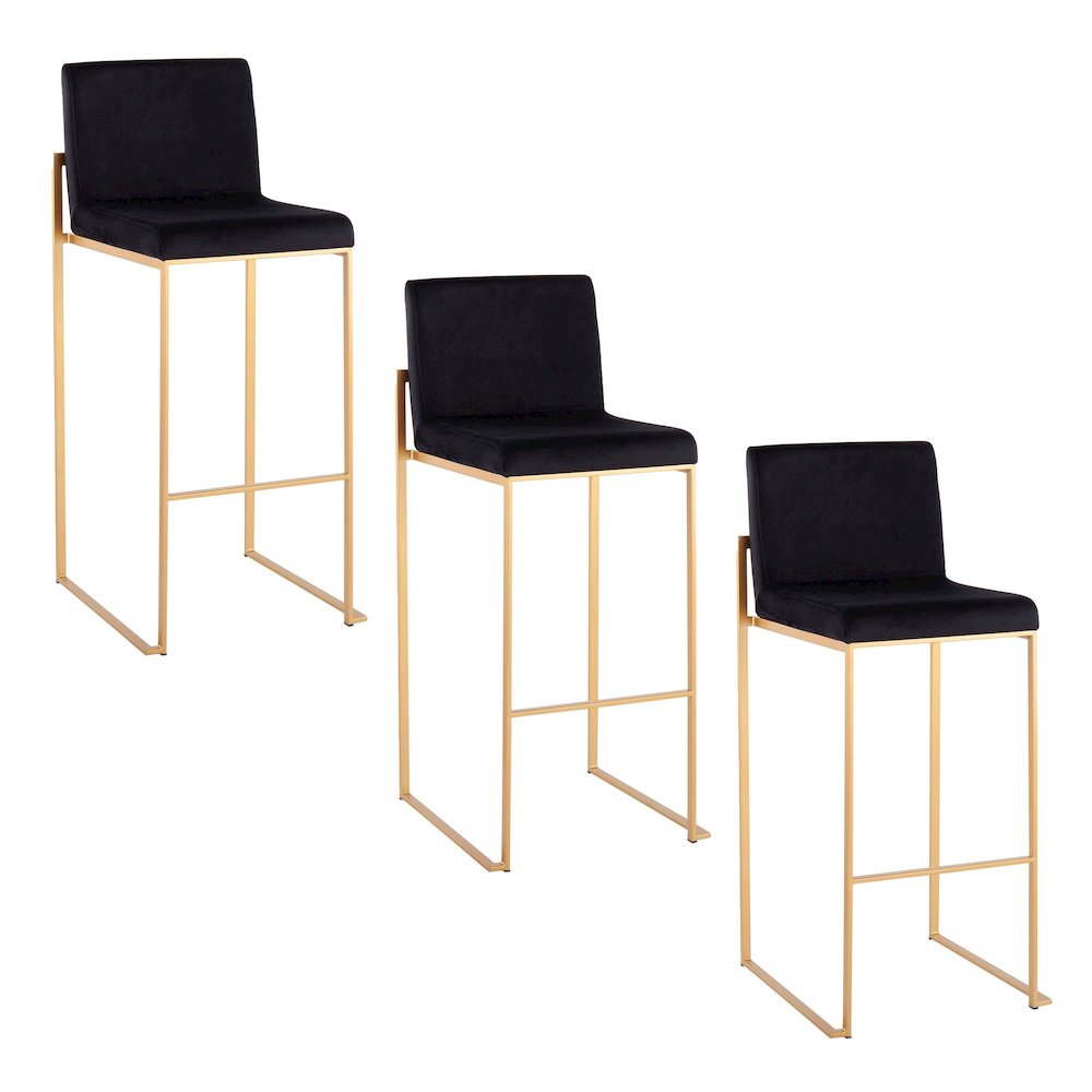 Fuji High Back 30" Fixed-Height Barstool - Set of 3. Picture 1