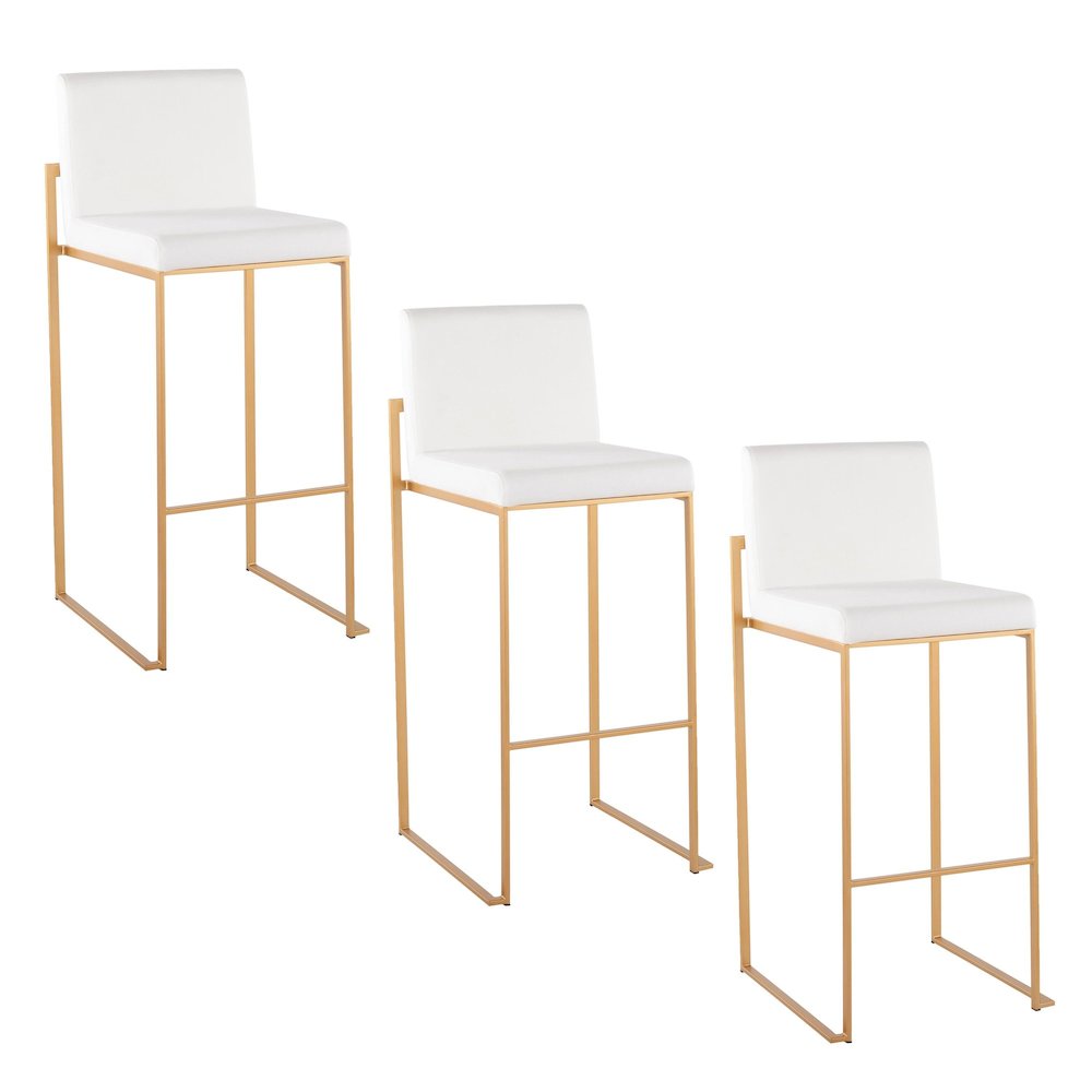 Fuji High Back 30" Fixed-Height Barstool - Set of 3. Picture 1