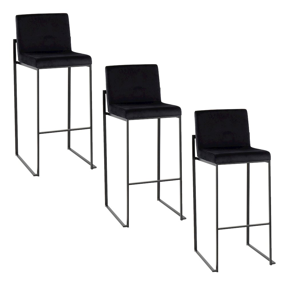 Fuji High Back 30" Fixed-Height Barstool - Set of 3. Picture 1
