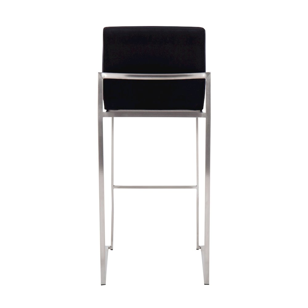 Fuji High Back 30" Fixed-Height Barstool - Set of 3 in Stainless Steel. Picture 5