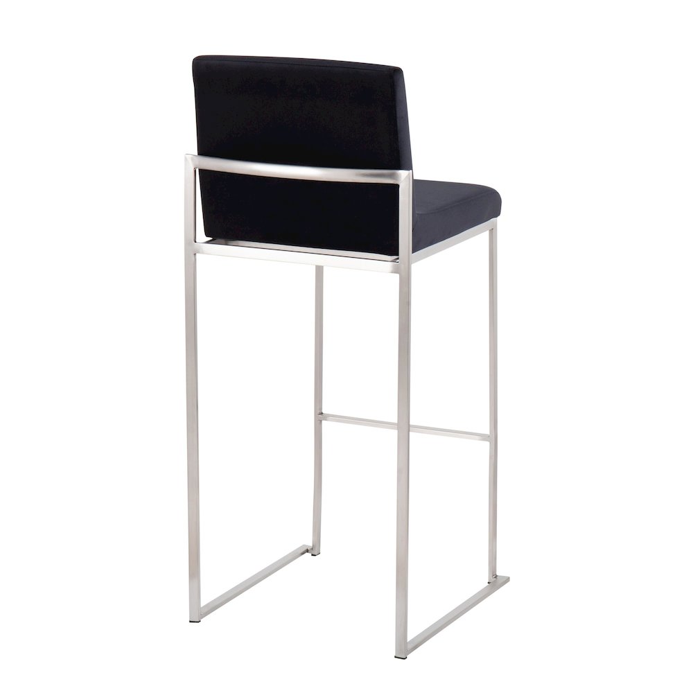 Fuji High Back 30" Fixed-Height Barstool - Set of 3 in Stainless Steel. Picture 4