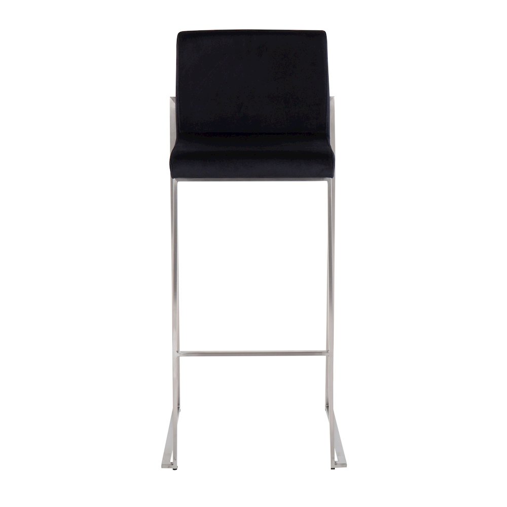 Fuji High Back 30" Fixed-Height Barstool - Set of 3 in Stainless Steel. Picture 6