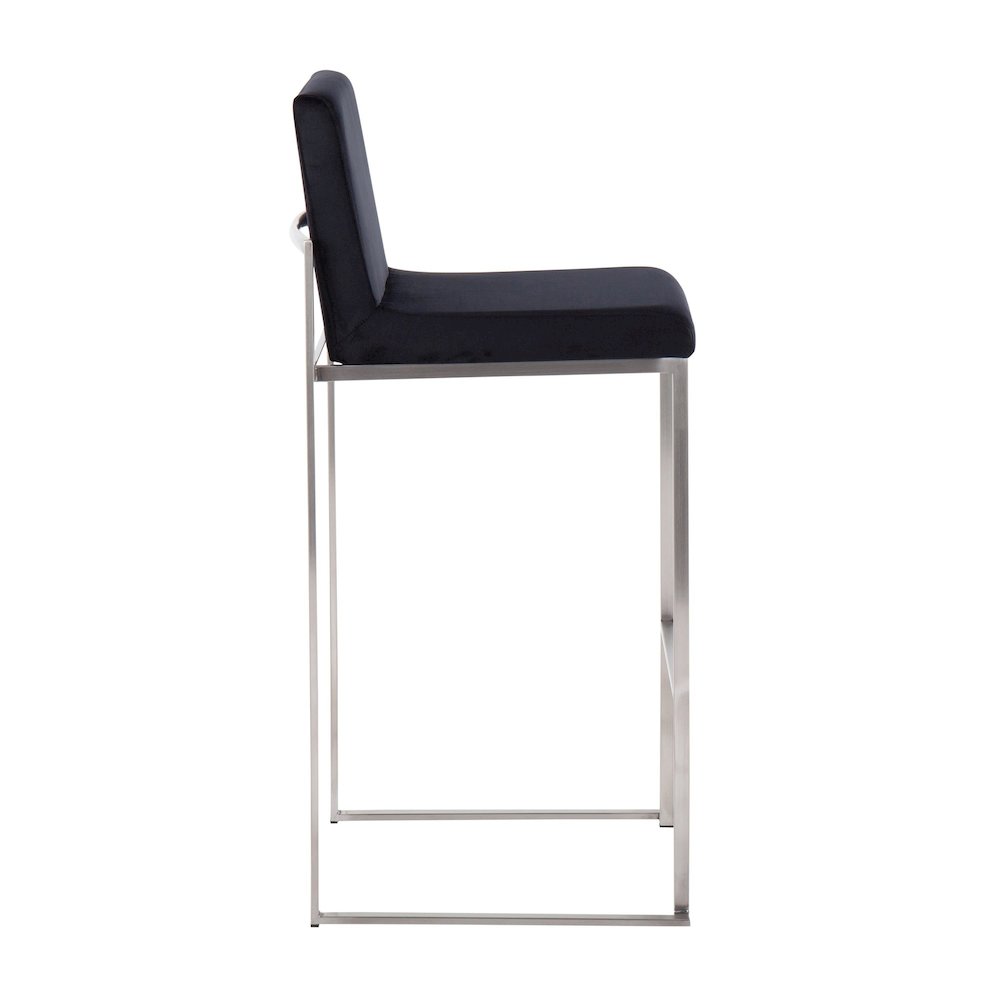 Fuji High Back 30" Fixed-Height Barstool - Set of 3 in Stainless Steel. Picture 3