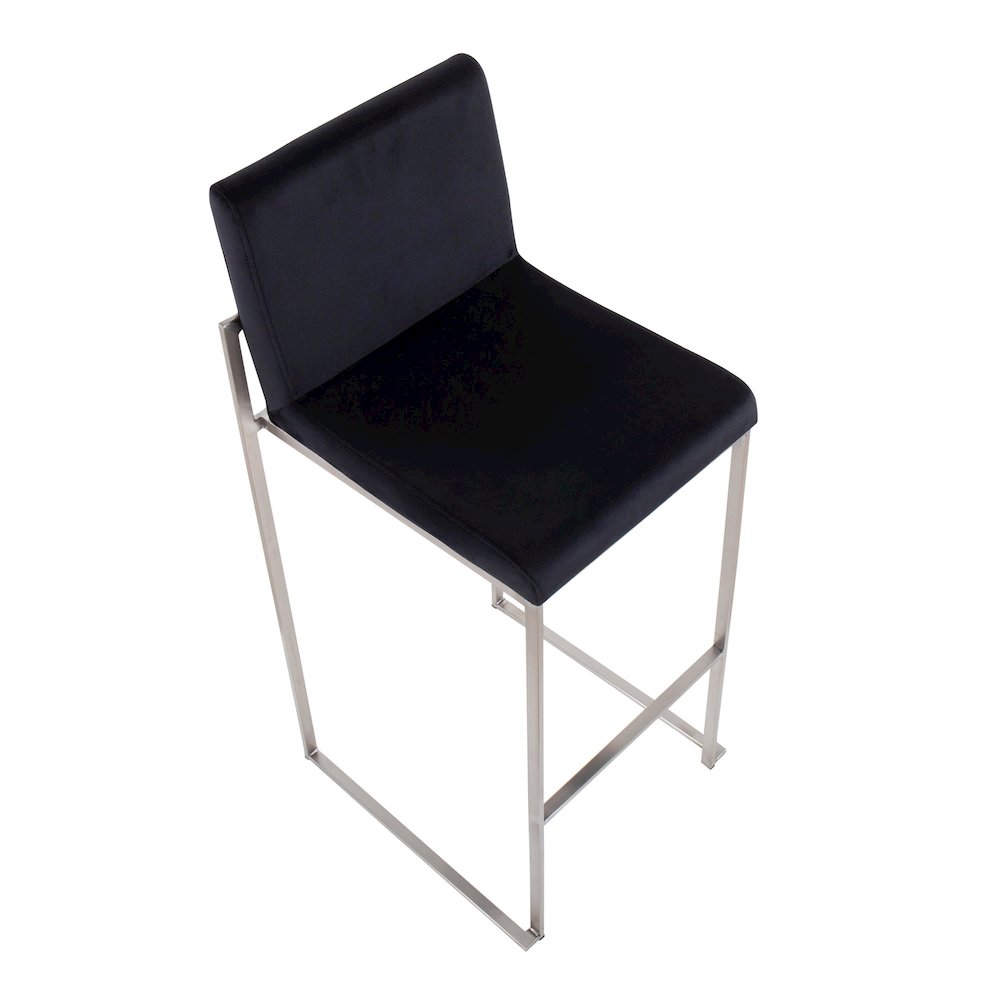 Fuji High Back 30" Fixed-Height Barstool - Set of 3 in Stainless Steel. Picture 7