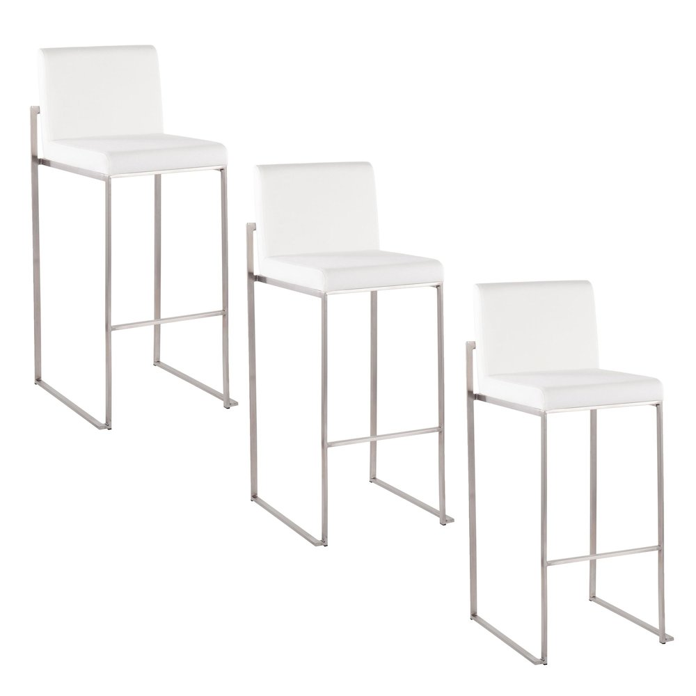 Fuji High Back 30" Fixed-Height Barstool - Set of 3. Picture 1