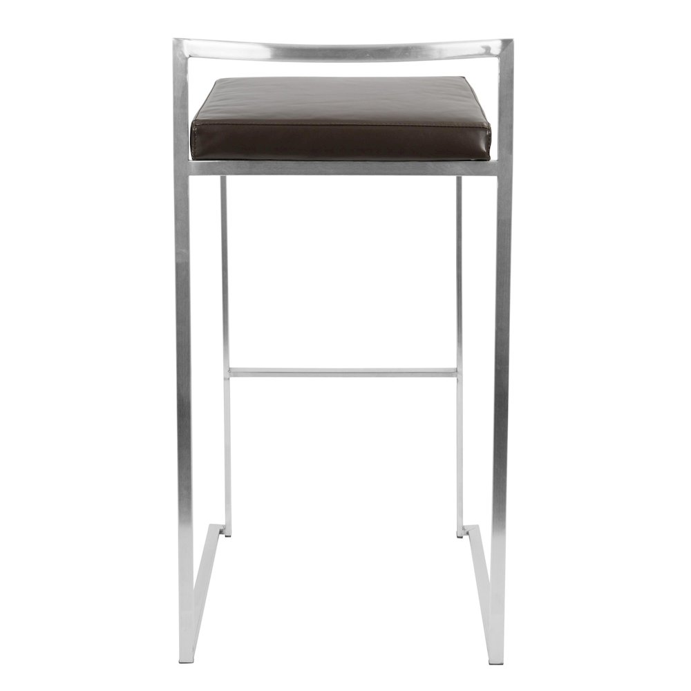 Fuji Stacker 30" Fixed-Height Barstool - Set of 3 in Stainless Steel. Picture 5