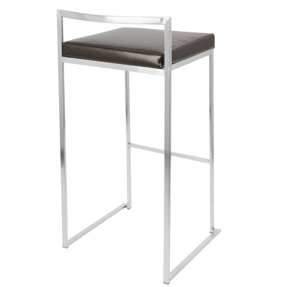 Fuji Stacker 30" Fixed-Height Barstool - Set of 3 in Stainless Steel. Picture 4