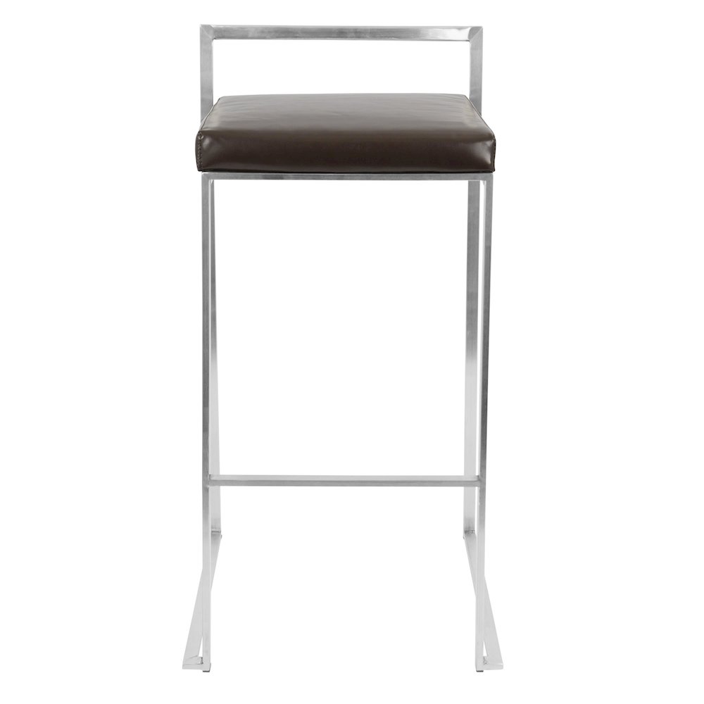 Fuji Stacker 30" Fixed-Height Barstool - Set of 3 in Stainless Steel. Picture 6