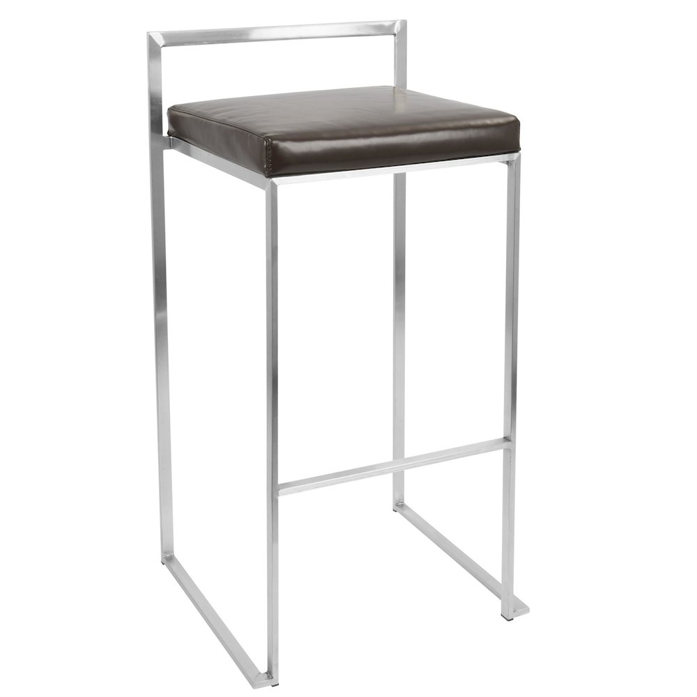 Fuji Stacker 30" Fixed-Height Barstool - Set of 3 in Stainless Steel. Picture 2
