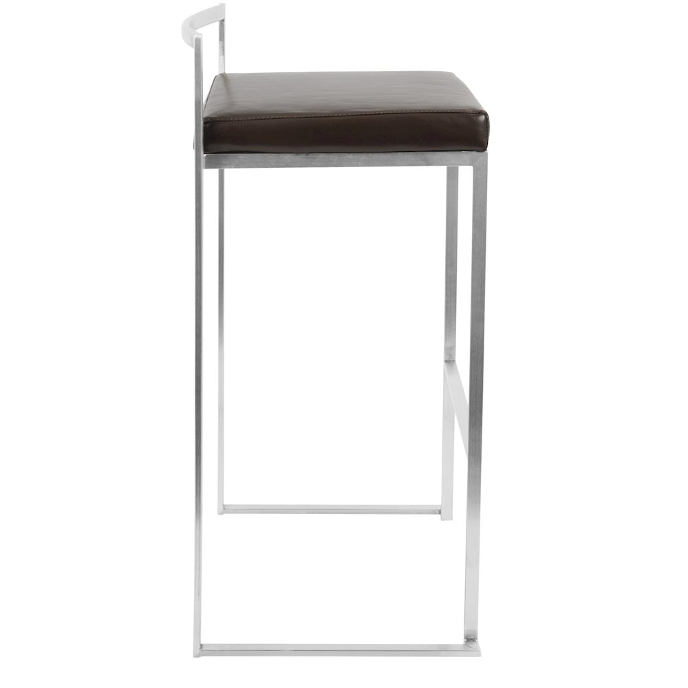 Fuji Stacker 30" Fixed-Height Barstool - Set of 3 in Stainless Steel. Picture 3