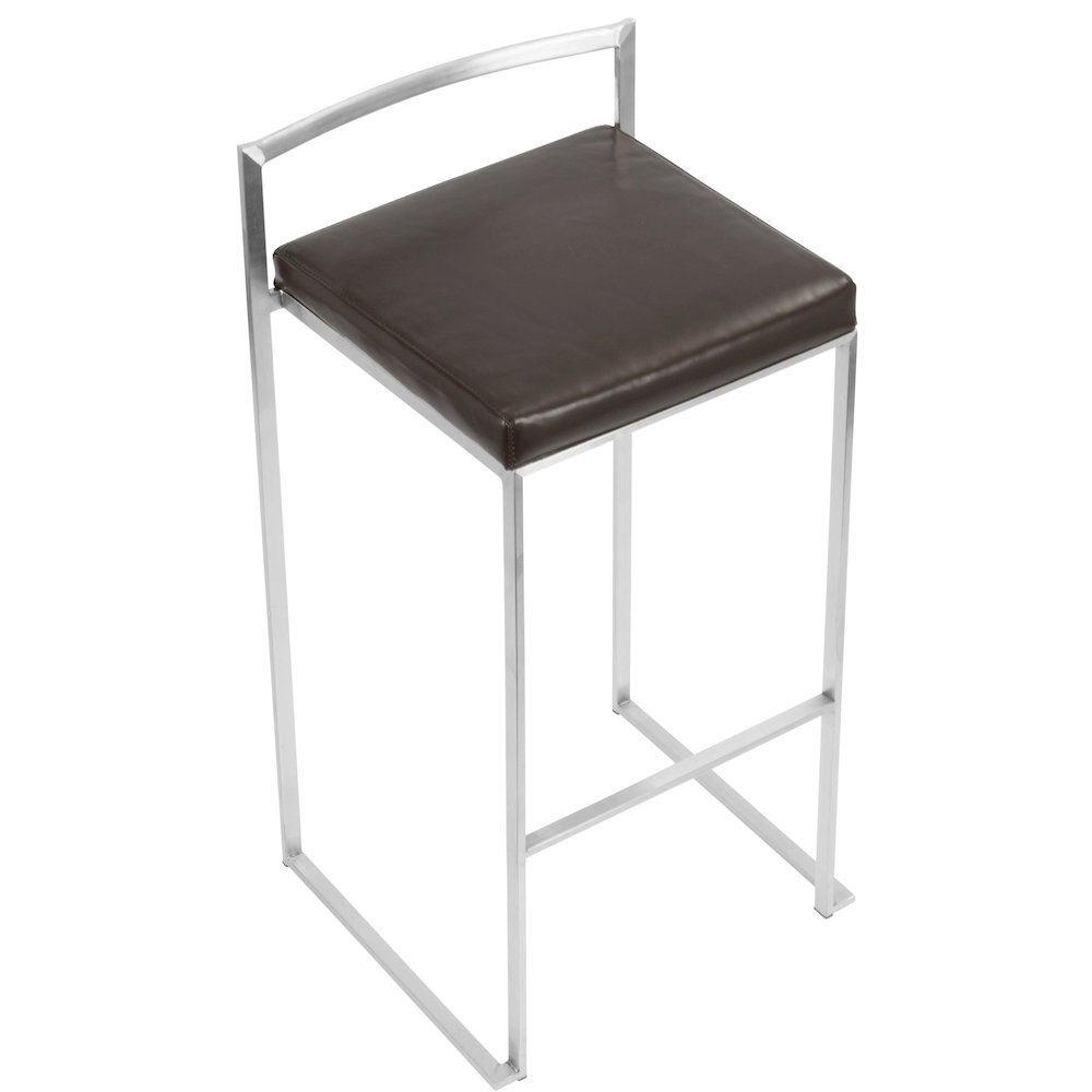 Fuji Stacker 30" Fixed-Height Barstool - Set of 3 in Stainless Steel. Picture 7