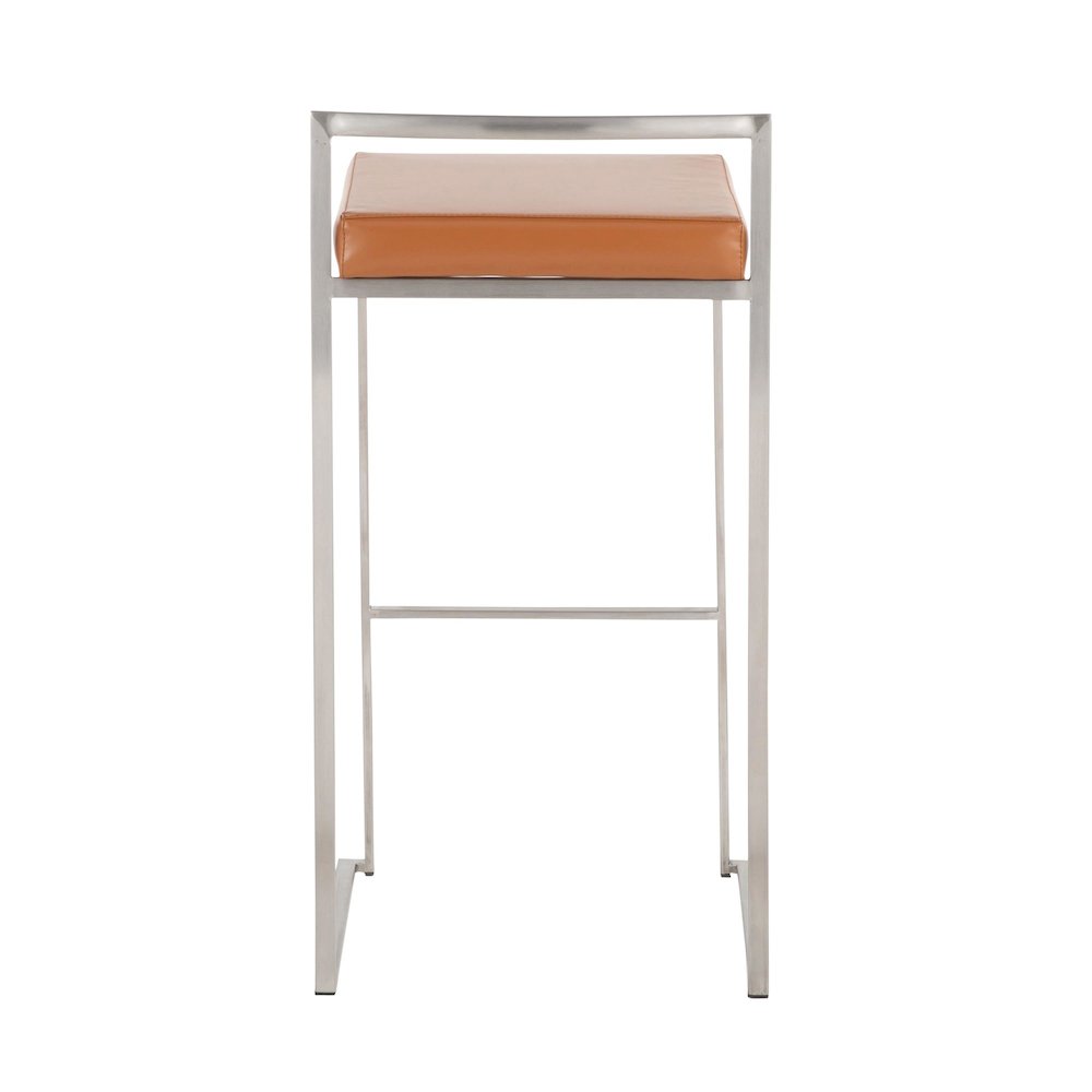 Fuji Stacker 30" Fixed-Height Barstool - Set of 3 in Stainless Steel. Picture 5