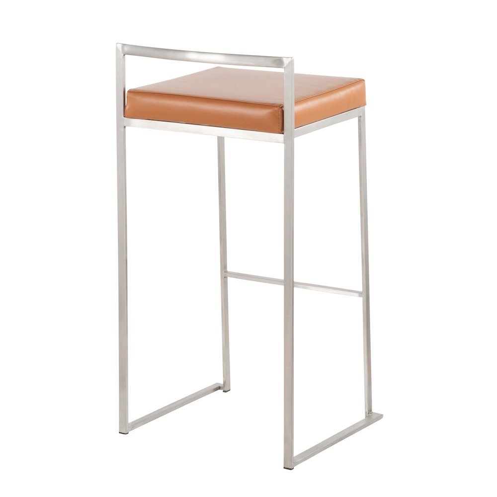 Fuji Stacker 30" Fixed-Height Barstool - Set of 3 in Stainless Steel. Picture 4