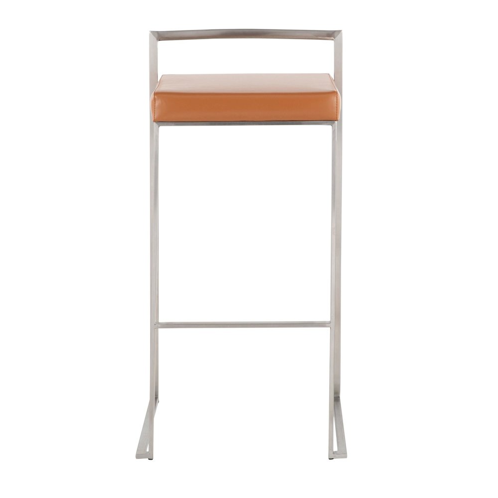Fuji Stacker 30" Fixed-Height Barstool - Set of 3 in Stainless Steel. Picture 6