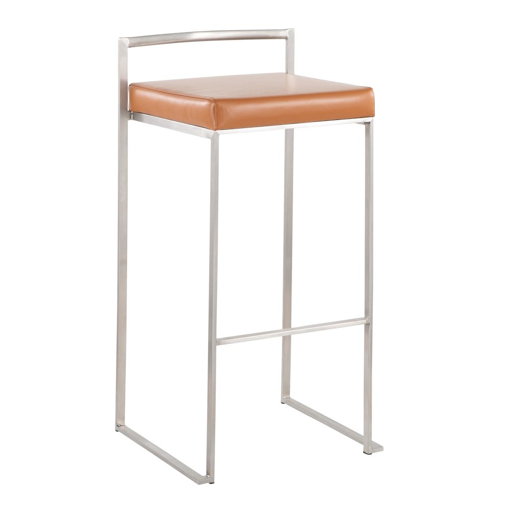 Fuji Stacker 30" Fixed-Height Barstool - Set of 3 in Stainless Steel. Picture 2