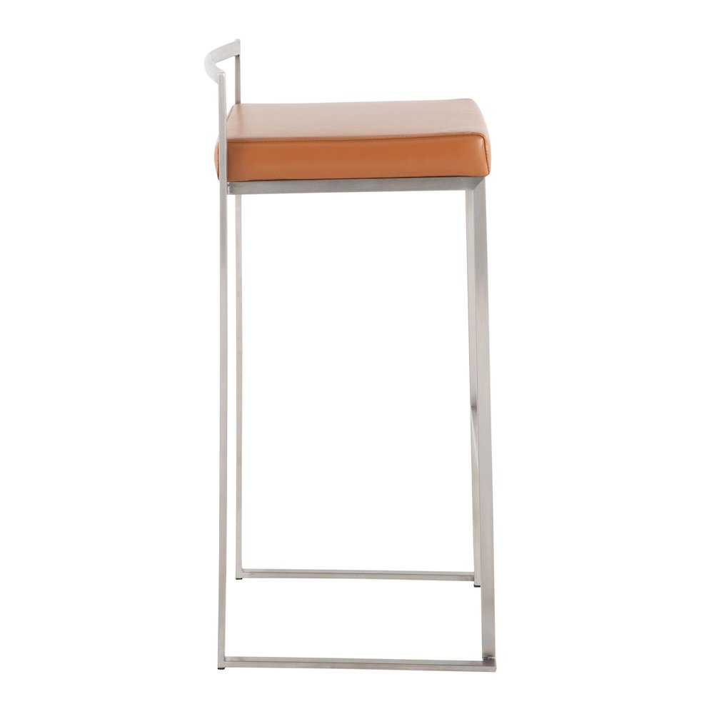 Fuji Stacker 30" Fixed-Height Barstool - Set of 3 in Stainless Steel. Picture 3