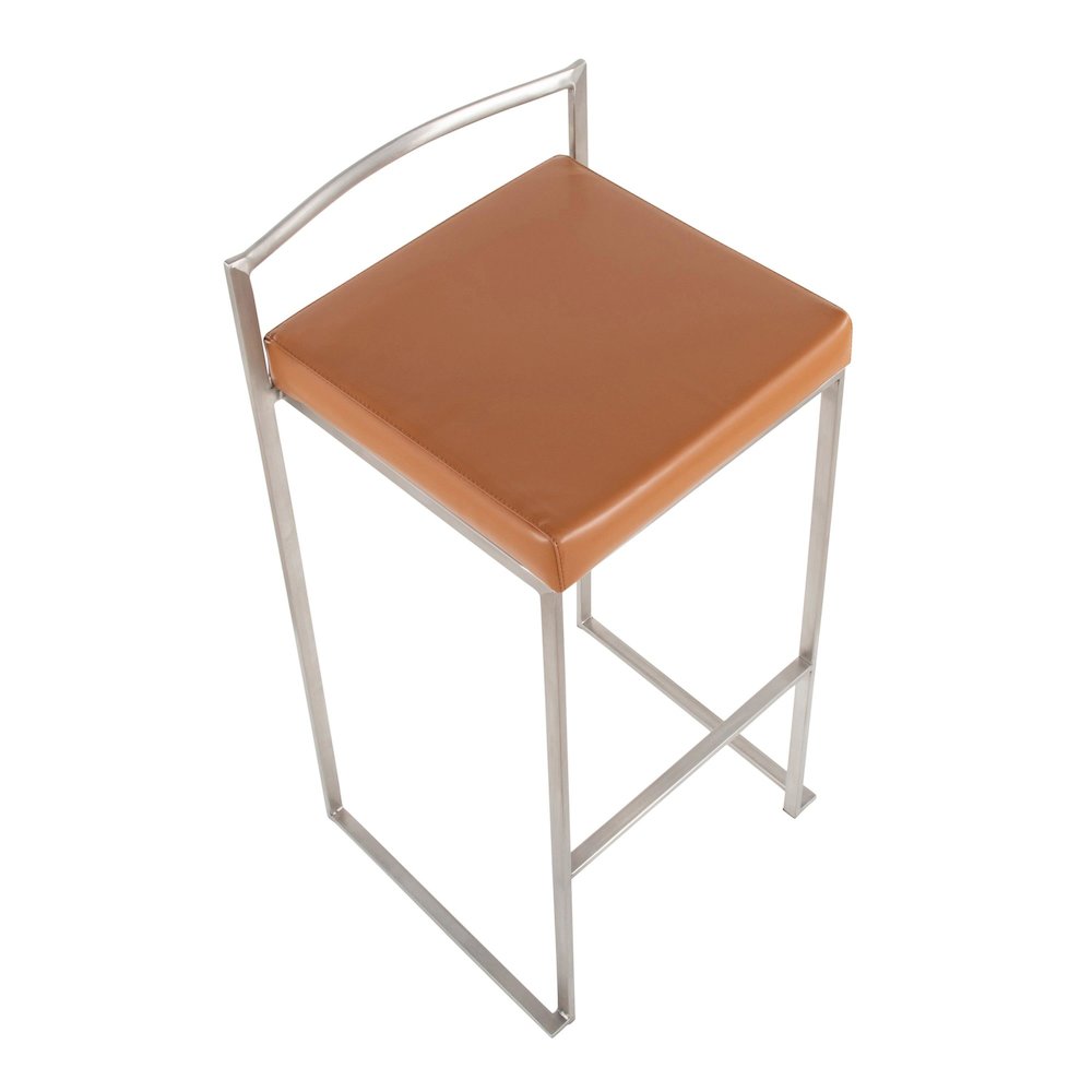 Fuji Stacker 30" Fixed-Height Barstool - Set of 3 in Stainless Steel. Picture 7