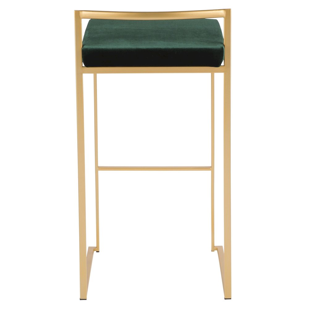 Fuji Stacker 30" Fixed-Height Barstool - Set of 3 in Gold Metal. Picture 5