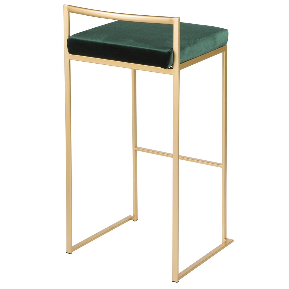 Fuji Stacker 30" Fixed-Height Barstool - Set of 3 in Gold Metal. Picture 4