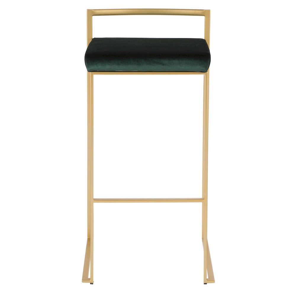 Fuji Stacker 30" Fixed-Height Barstool - Set of 3 in Gold Metal. Picture 6