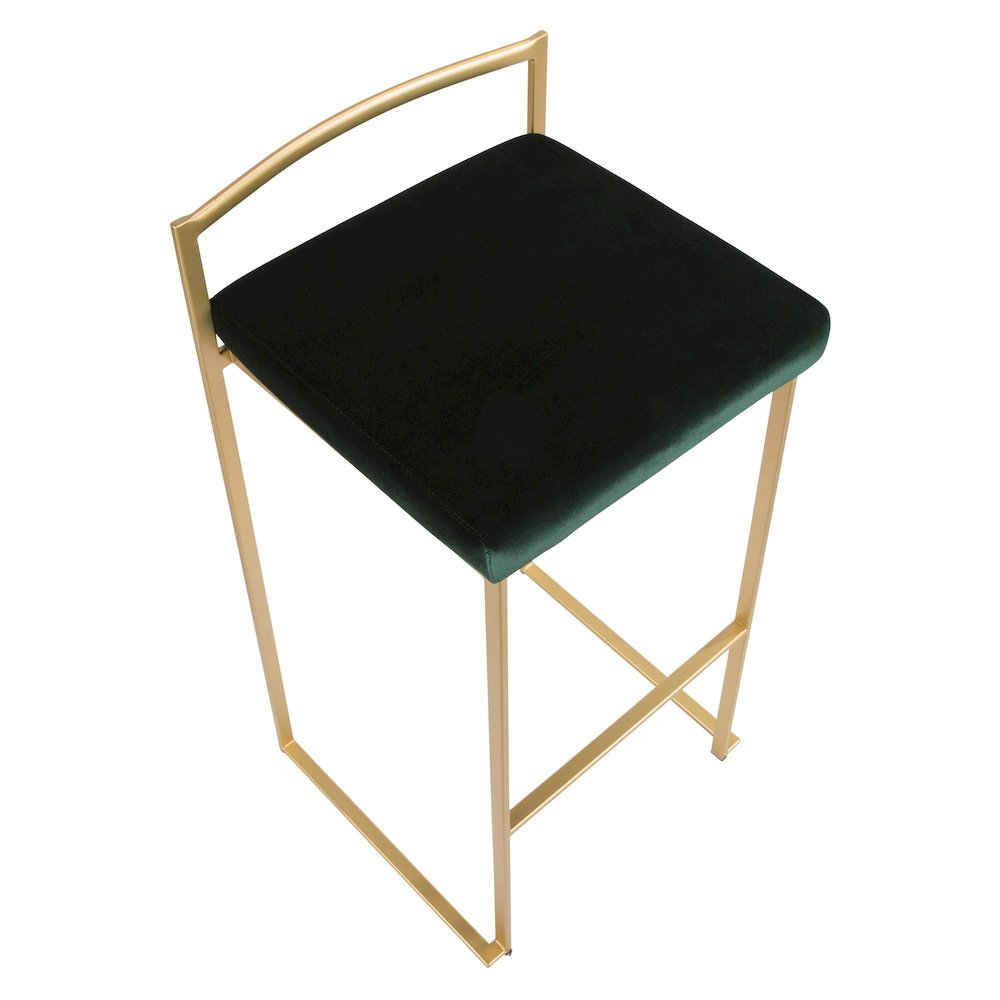 Fuji Stacker 30" Fixed-Height Barstool - Set of 3 in Gold Metal. Picture 7