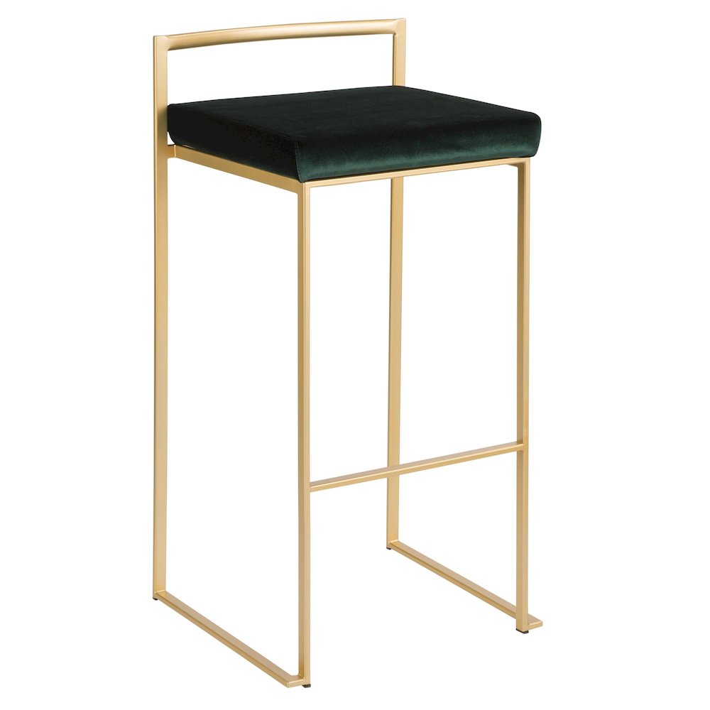 Fuji Stacker 30" Fixed-Height Barstool - Set of 3 in Gold Metal. Picture 2
