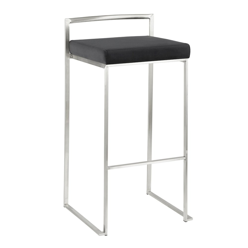 Fuji Stacker 30" Fixed-Height Barstool - Set of 3 in Stainless Steel. Picture 2