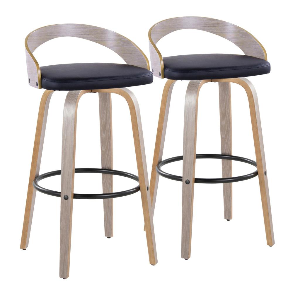 Grey Grotto 30" Fixed-Height Barstool - Set of 2. Picture 1