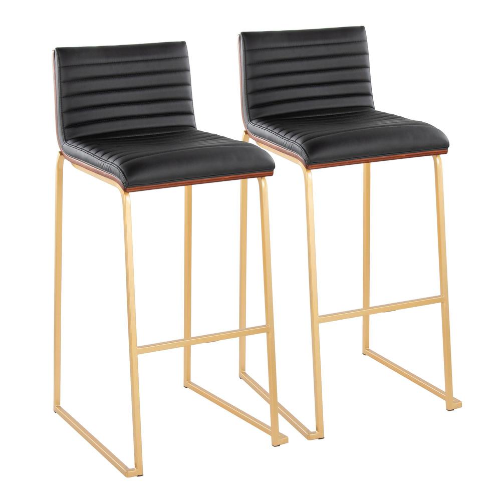 Gold Mason Mara 30" Fixed-Height Barstool - Set of 2. Picture 1