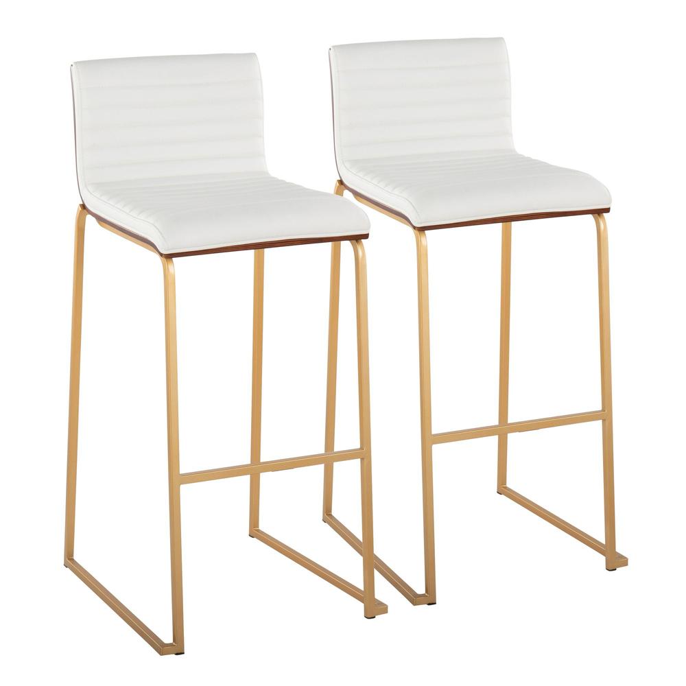 White Mason Mara 30" Fixed-Height Barstool - Set of 2. Picture 1