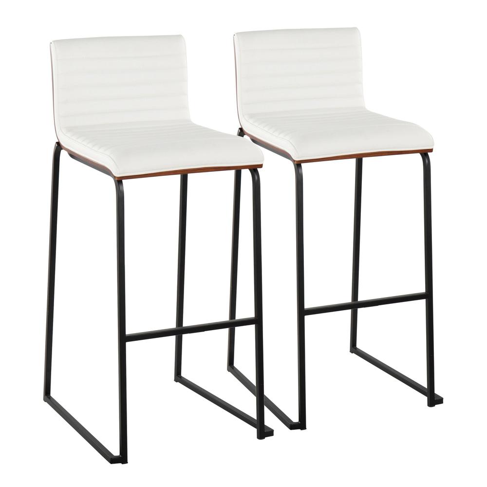 White Mason Mara 30" Fixed-Height Barstool - Set of 2. Picture 1