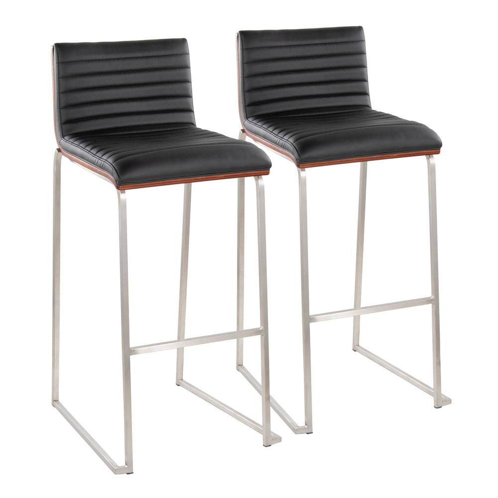 Silver Mason Mara 30" Fixed-Height Barstool - Set of 2. Picture 1