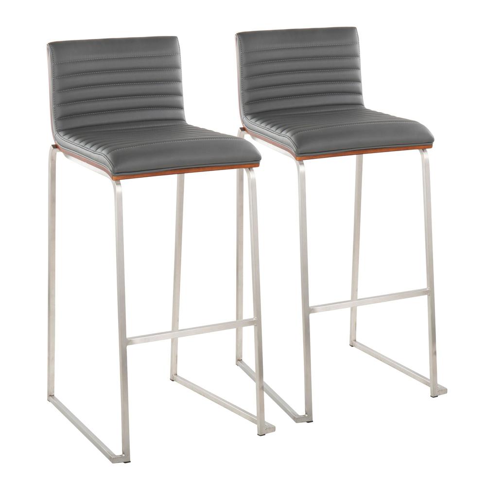 Grey Mason Mara 30" Fixed-Height Barstool - Set of 2. Picture 1