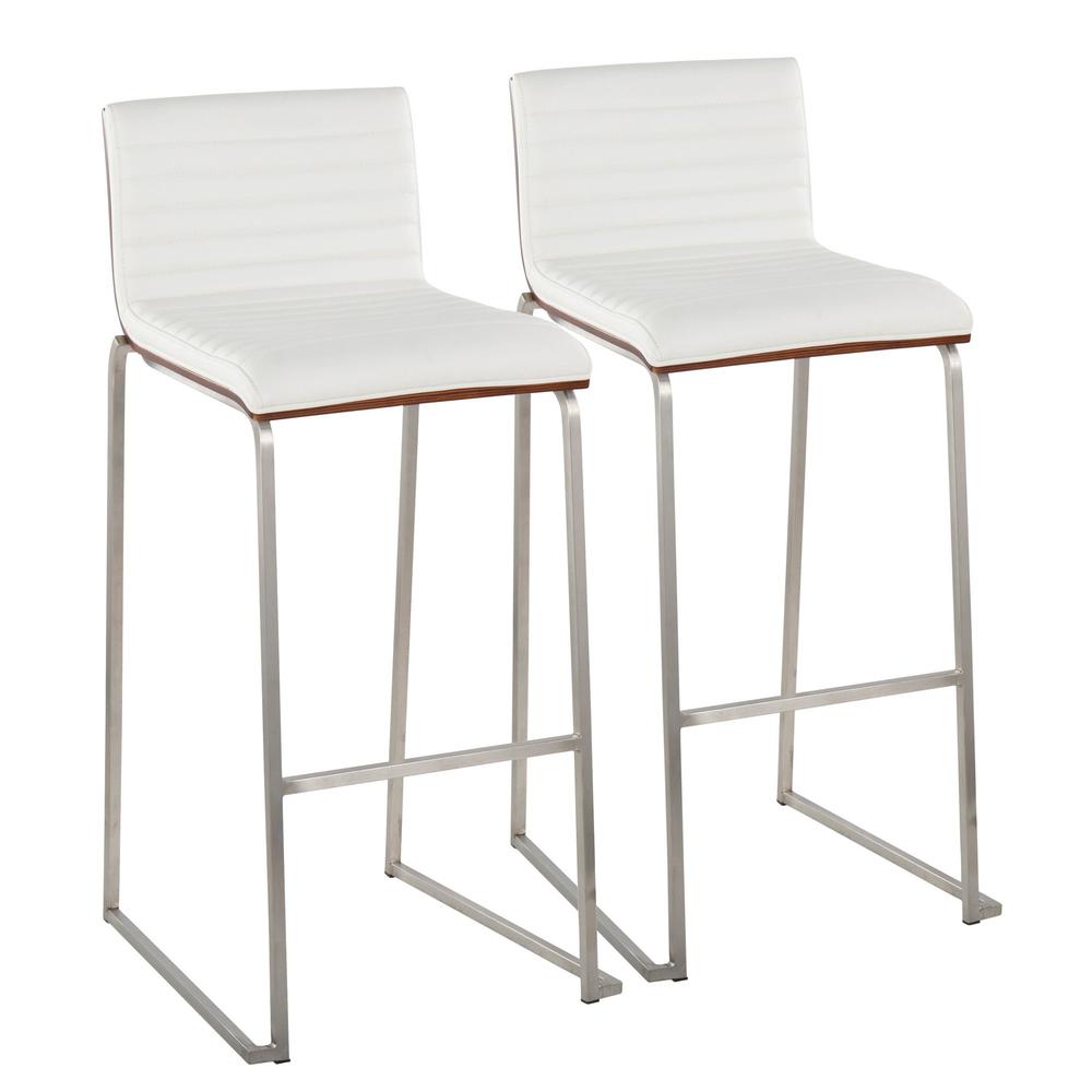 White Mason Mara 30" Fixed-Height Barstool - Set of 2. Picture 1
