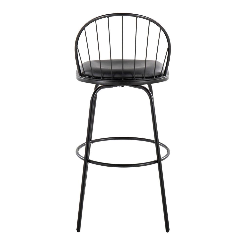 Black Riley Claire 30" Fixed-Height Barstool - Set of 2. Picture 5