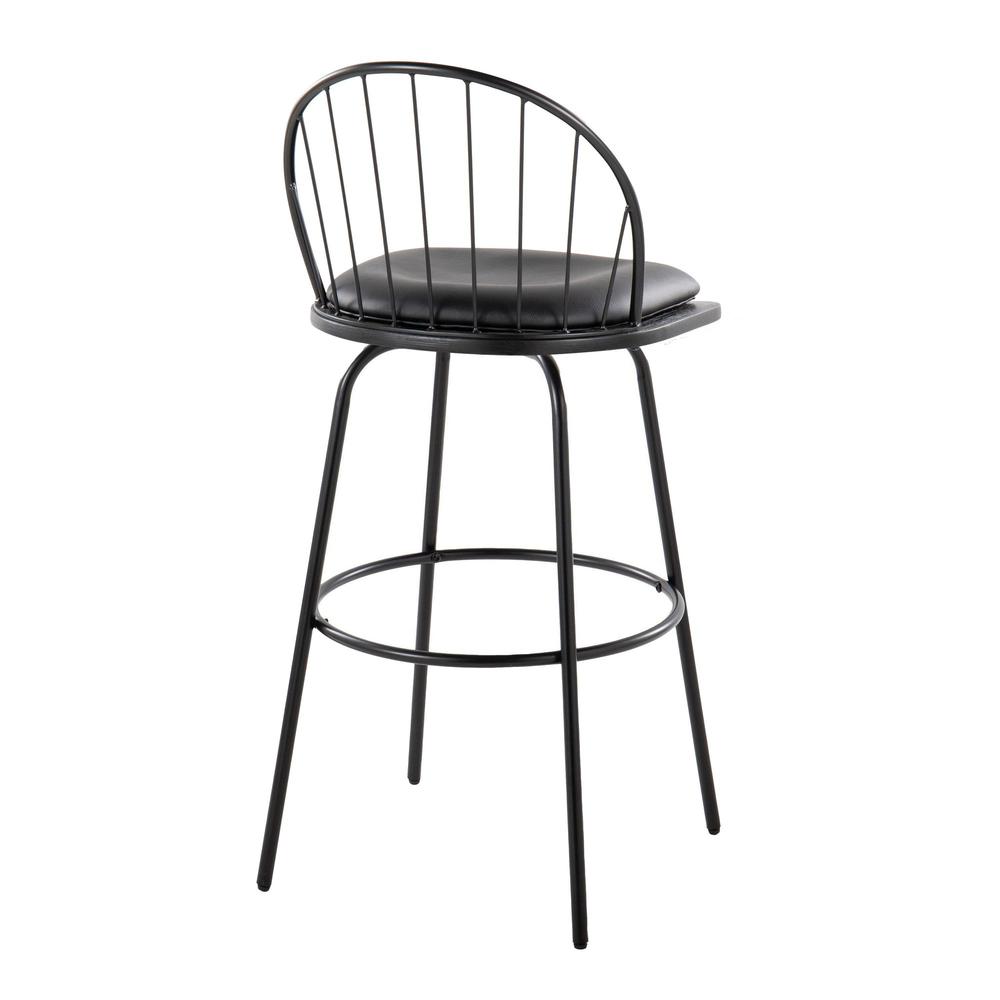 Black Riley Claire 30" Fixed-Height Barstool - Set of 2. Picture 4