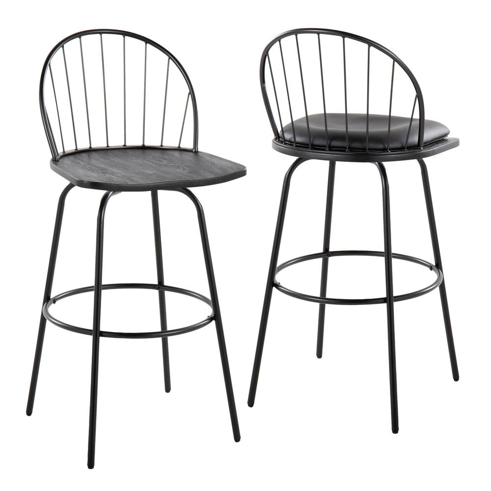 Black Riley Claire 30" Fixed-Height Barstool - Set of 2. Picture 7