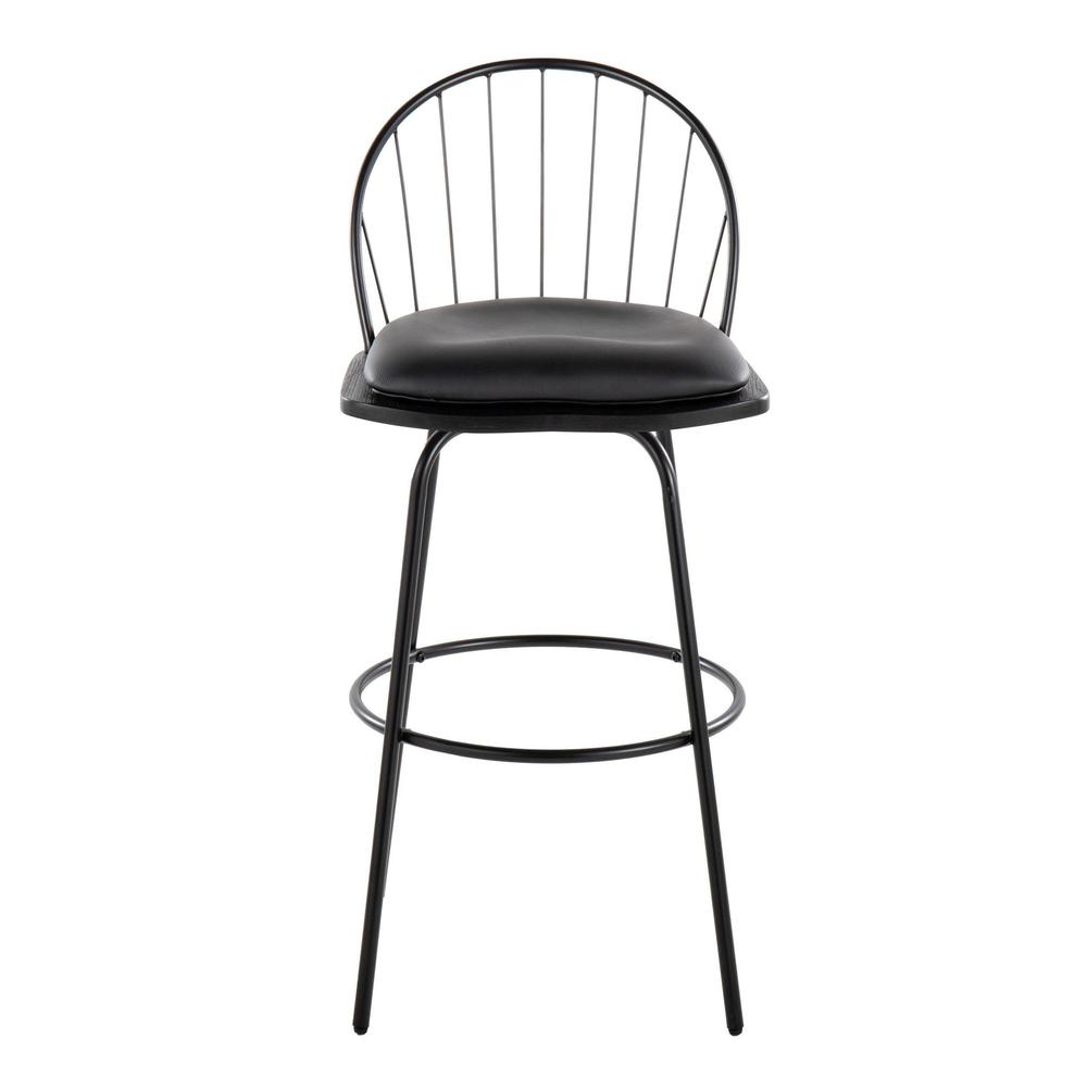 Black Riley Claire 30" Fixed-Height Barstool - Set of 2. Picture 6