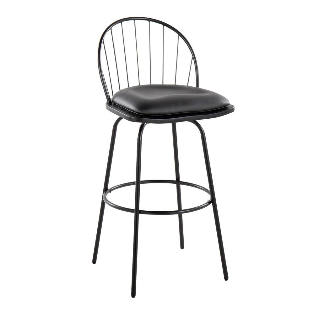 Black Riley Claire 30" Fixed-Height Barstool - Set of 2. Picture 2