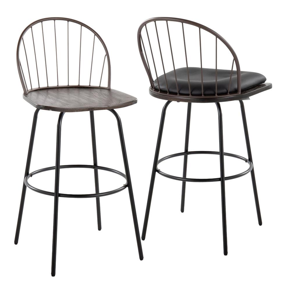 Brown Riley Claire 30" Fixed-Height Barstool - Set of 2. Picture 7