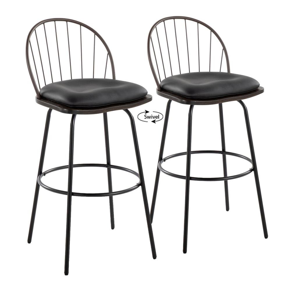 Brown Riley Claire 30" Fixed-Height Barstool - Set of 2. Picture 1