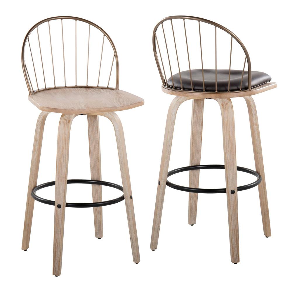 Brown Riley 30" Fixed-Height Barstool - Set of 2. Picture 2