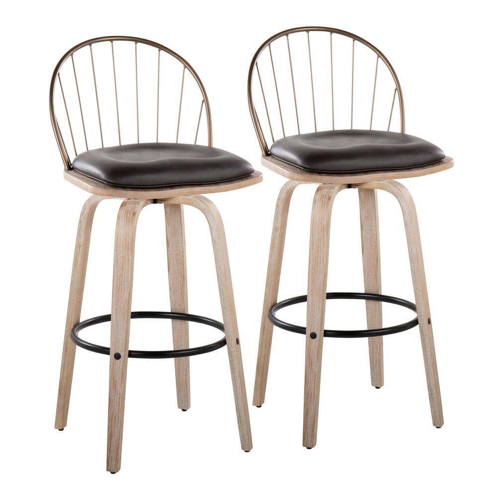 Brown Riley 30" Fixed-Height Barstool - Set of 2. Picture 1