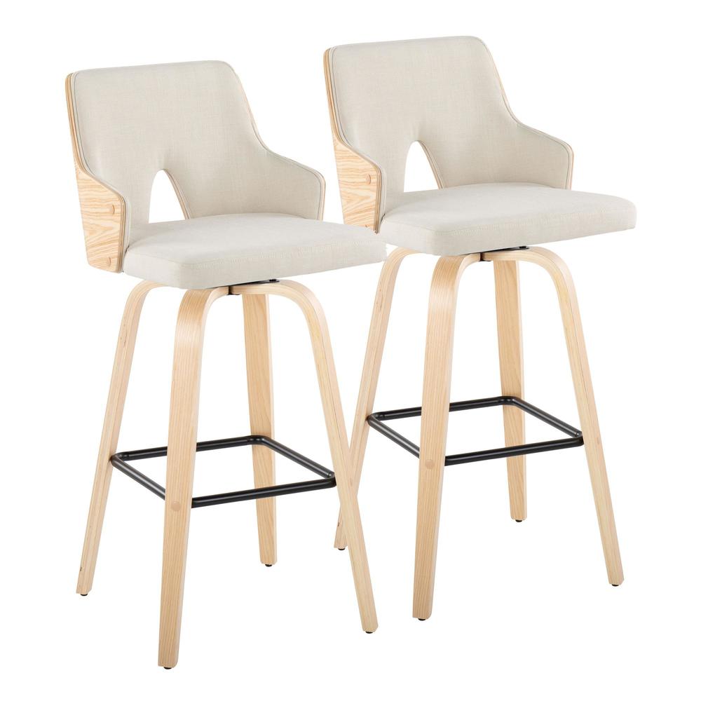 Beige Stella 30" Fixed-Height Barstool - Set of 2. Picture 1