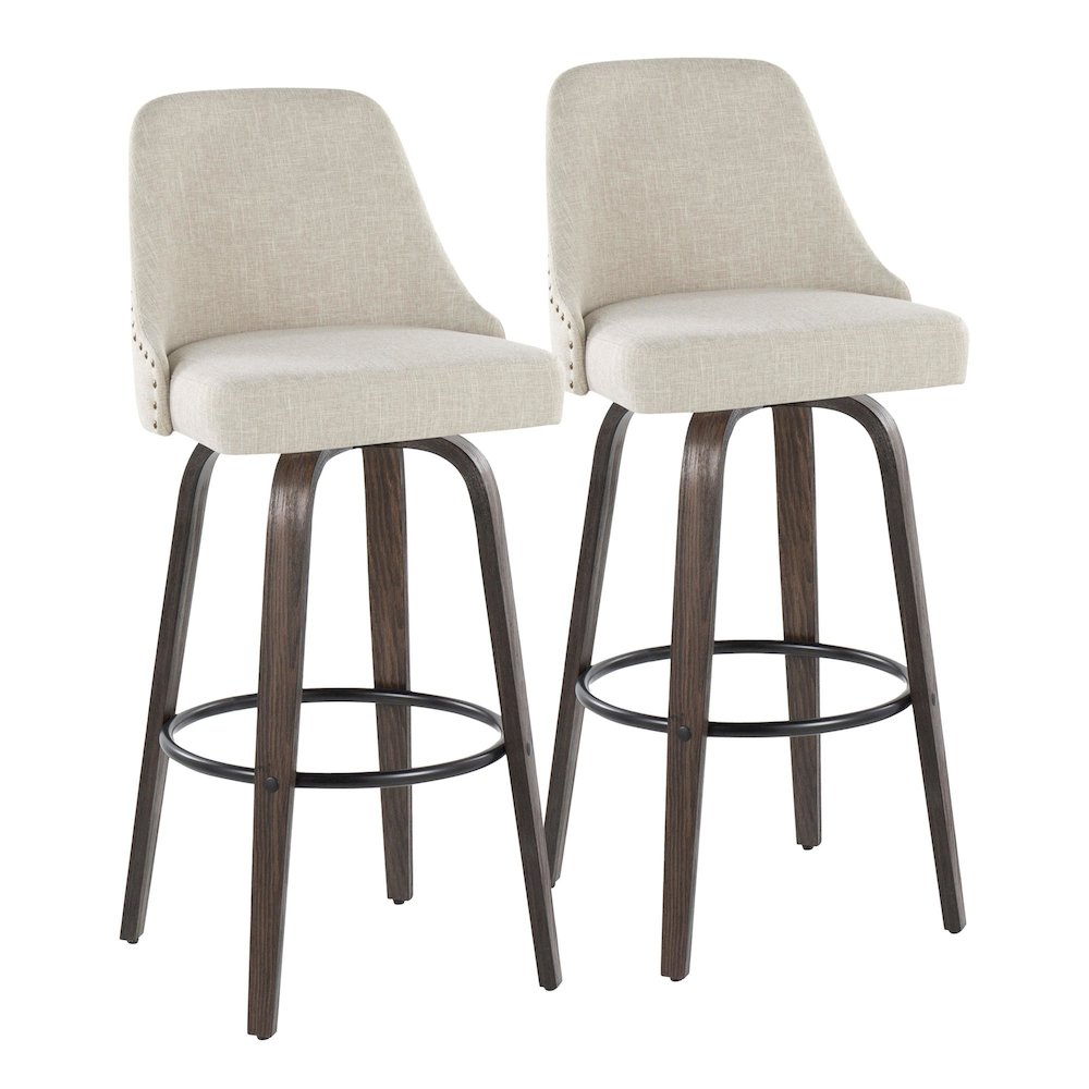 Studded Marcel 30" Fixed-Height Barstool - Set of  2. Picture 1