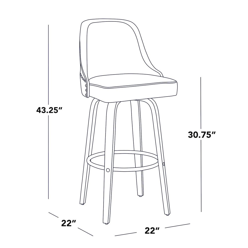 Studded Marcel 30" Fixed-Height Barstool - Set of  2. Picture 10