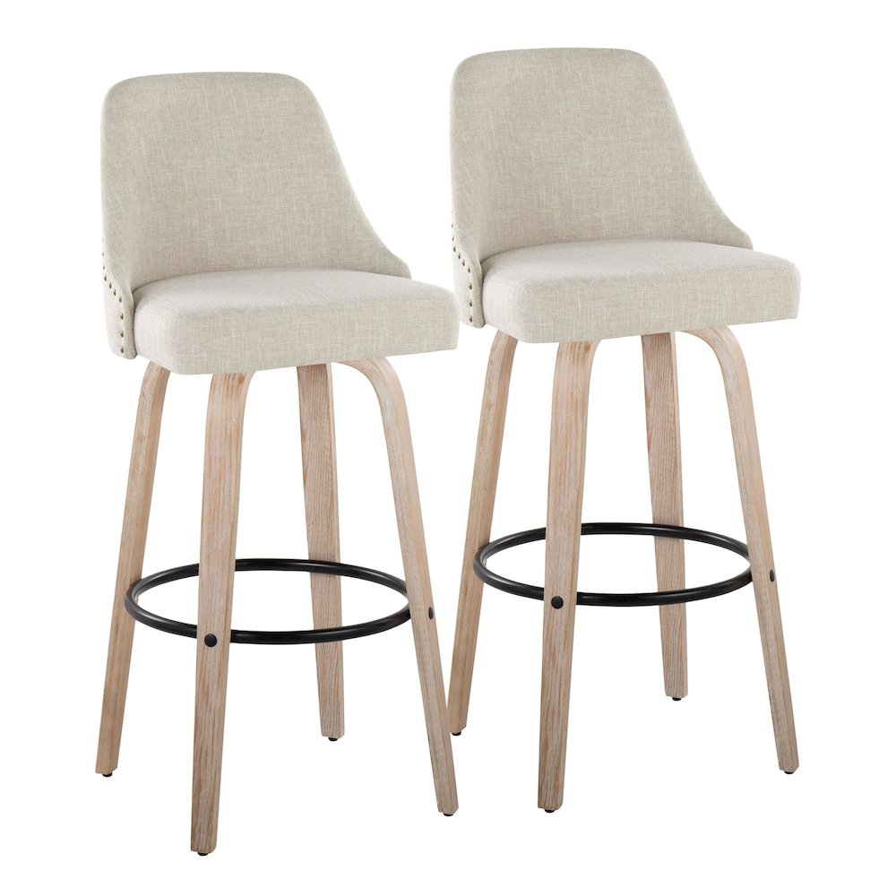 Studded Marcel 30" Fixed-Height Barstool - Set of  2. Picture 1